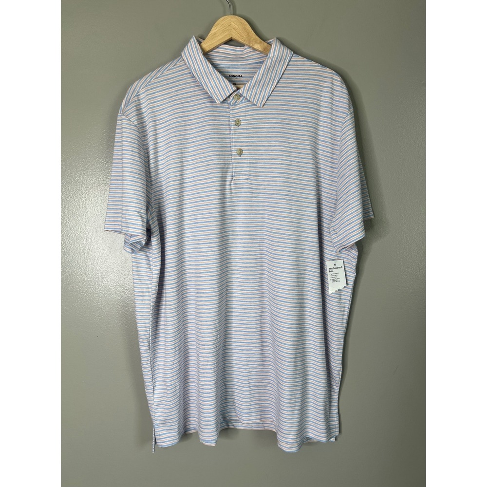 Preppy Men's Sonoma striped super soft polo shirt size xl office academia